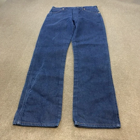 vtg Wrangler Jeans Mens 35x34 Faded Blue 13MWZ Cowboy Cut USA Made 80s Western